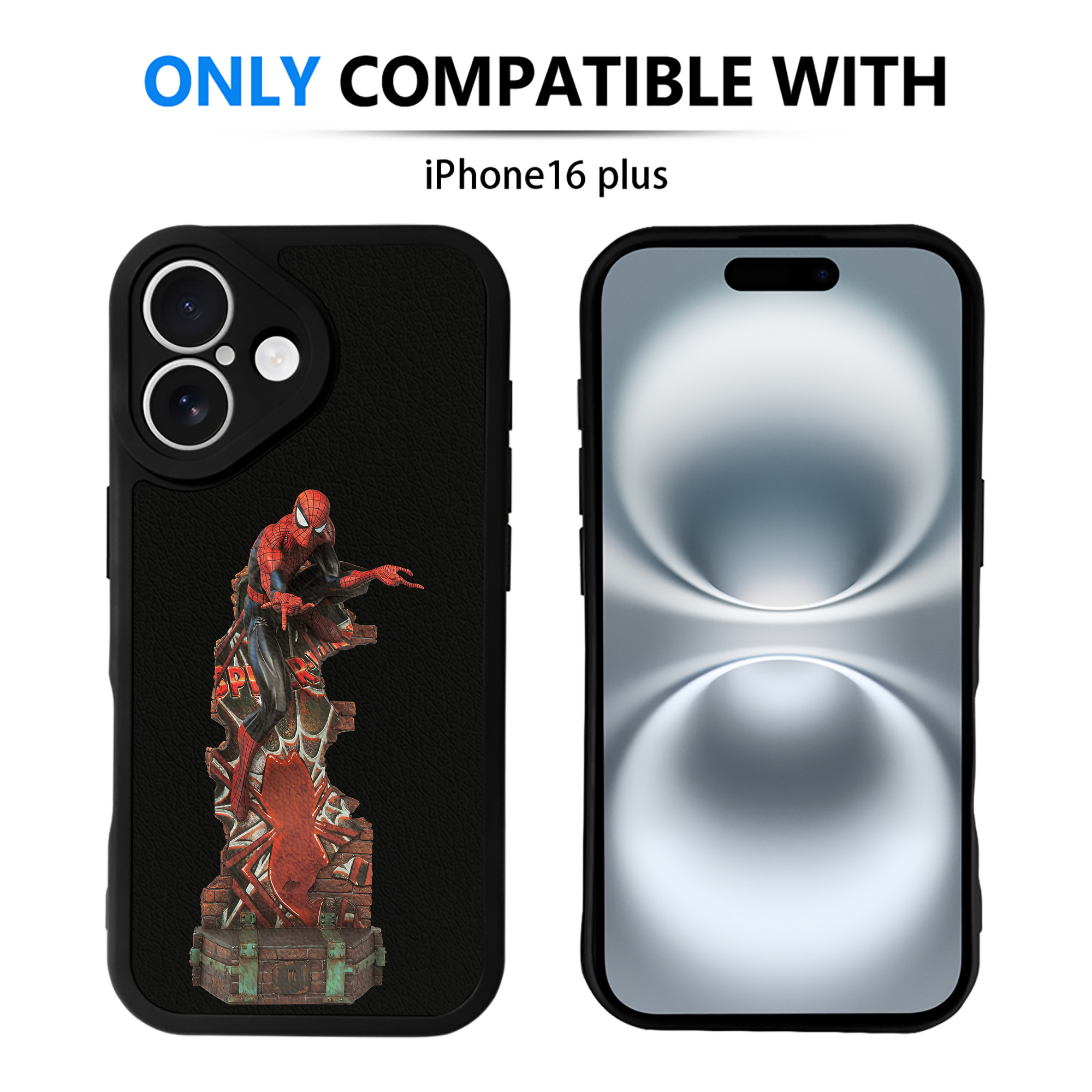 （画像用） Spider Man スパイダーマン 【iPhone 16シリーズ対応】シリコンスマホケース（レザー調） 材質：シリコン
